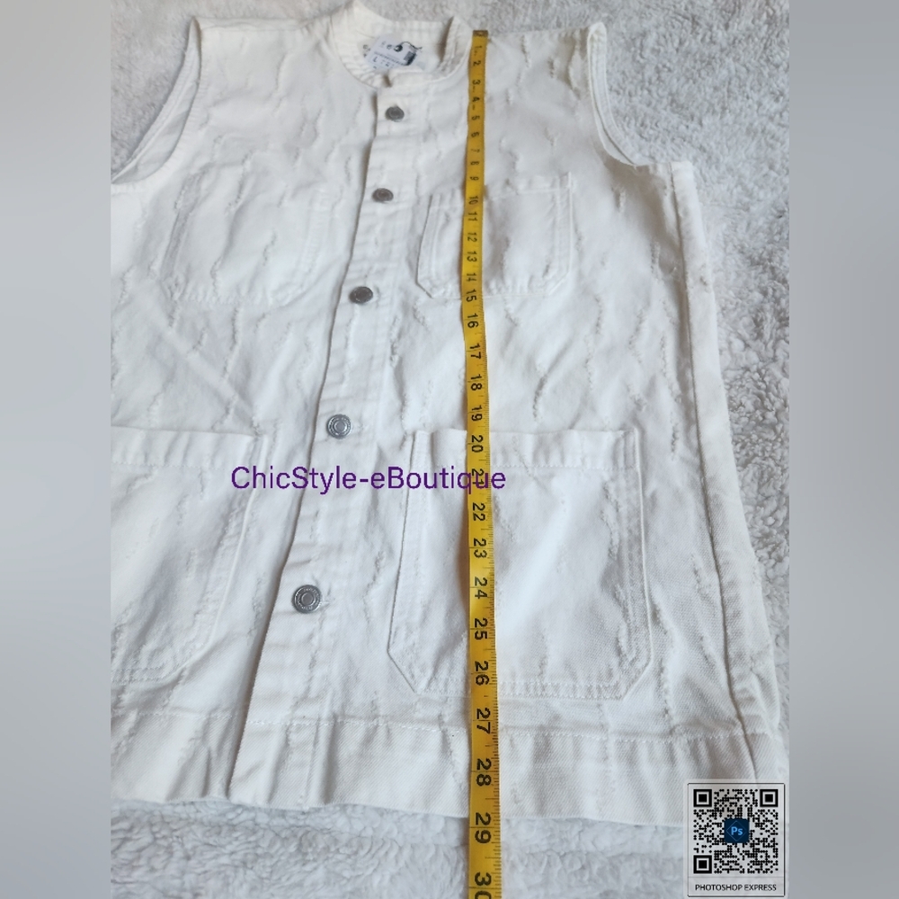 Zara co-ord set Textured Pocket Vest SZ L+ textured distressed pants 8 Ecru nwt - Picture 7 of 16
